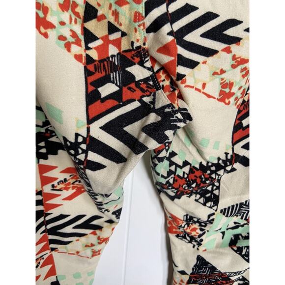 LuLaRoe Womens Leggings Sz TC Cream Orange Black Mint Funky Print 12 14 16 18 - Picture 8 of 10